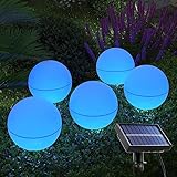 Mexllex Solarlampen für Außen Garten 5 Stück, 16 Colors Solarkugel für außen,Solar...