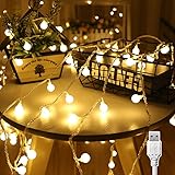 Liyade Lichterkette Innen, 7M 40LED Lichterkette Warmweiß, Kugel Lichterkette...