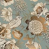 ReWallpaper Selbstklebende Tapete Grün Gold Blumentapete Selbstklebend Tapete Türkis...