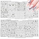 MXTIMWAN 10 Blatt Nagelsticker, Nagelsticker Selbstklebend, Weiß Schwarz Blumen Nail Art...