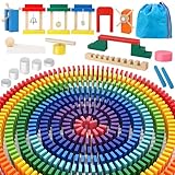 BuntWunder 300 Stück Dominosteine Holzbausteine Domino Spiel Holz Bunte Domino Set Mit...