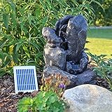 CLGarden Solar Springbrunnen NSP14 mit Akku LED Beleuchtung Gartenbrunnen Kaskadenbrunnen...