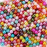 Prasacco 500 Stück Bastelperlen, 8 mm Acrylperlen mit Loch Runde Bunte Undurchsichtig...