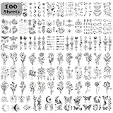 LEADTEAM 100 Blätter Fake Tattoos, Temporäre Tattoos Klebetattoos Erwachsene 3D...