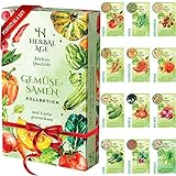 HERBAL AGE Gemüsesamen Pflanzen Box, 12 Sorten Saatgut, 5100 Stk Gemüse Samen...