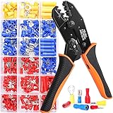 Crimpzange Kabelschuhe Set, Kabelschuhzange Crimpzange mit Ratschenfunktion,Crimpzange...