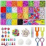 Elekin Loom Bänder Set für Kinder, 2000+ Bunt Gummibänder DIY Loombänder Kasten Mit...
