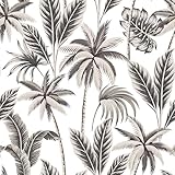 Yullpaper Blätter Dschungel Tapete Selbstklebend Vintage Grau/Beige Klebefolie Möbel...