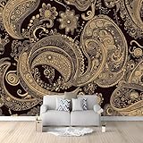 Braunes Paisley-Abstraktes Blumenmuster Art Fototapete Malerei 200x140 cm Dunkelbraun...