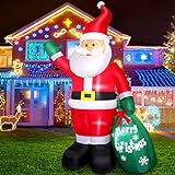 Aufblasbarer Weihnachtsmann 240CM mit LED Beleuchtung, Weihnachtsdeko Christmas Santa mit...