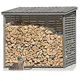 Gartenpirat Holzunterstand für Kaminholz aussen mit Rückwand – Kaminholzregal aussen...