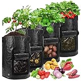 4 Stück Kartoffel Pflanzsack Pflanzbeutel 10 Gallone Gemüse Tomatenpflanzen Pflanzsäck,...