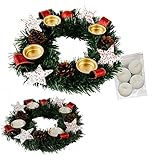 Adventskranz für Teelichter, fertig dekoriert Ø 30 cm inkl. 4 Teelichtern...