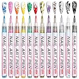 Owelth 12 Farben 3D Nagellack Stift Set, Nagelkunststift DIY Linie Nagelkunst Graffiti,...