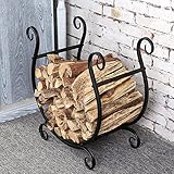 Boden Heavy Duty Brennholz Log Lagerregal Halter, Schmiedeeisen Halbkreis Holz Anzünder...