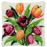 ROCKY&CHAO Knüpfteppich Zum Selber Knüpf-Sets mit Kissen knüpfen-Set 43x43cm...