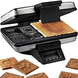 Syntrox Germany Edelstahl Zimtwaffelautomat mit Thermostat Zimtwaffeleisen Waffeleisen