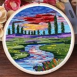 Einteiliges Stickerei-Starter-Kit mit Stream River Mountain Color Stamped Patterns...