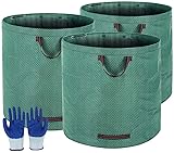 Gartenabfallsack 3 Pack 272L Gartensack Selbststehend und Faltbar Laubsäcke Abfallsäcke...