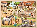 goki 57367 - Einlegepuzzle Reiterhof - 96 Teile aus Holz - für Kinder ab 3...