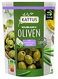 Kattus - Hojiblanca Oliven mit Thymian und Knoblauch | Grüne Oliven ohne Stein | Im...